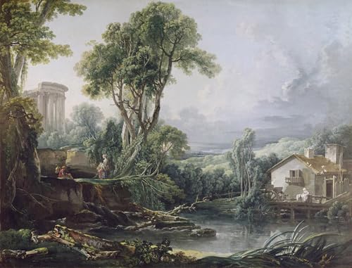 Toile Paysage au moulin à eau de François Boucher - Impression murale 60x90cm