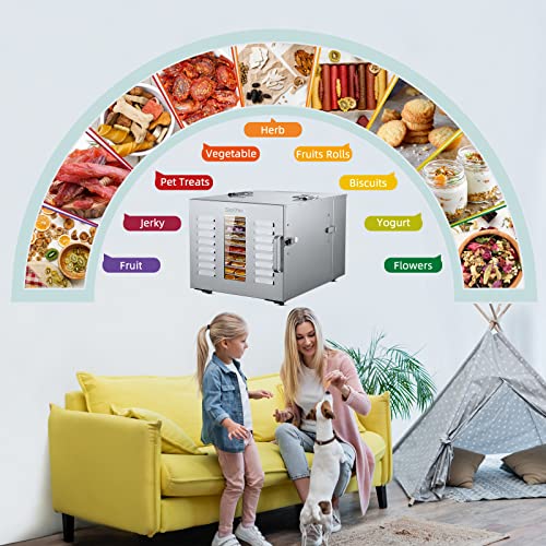 Septree Food Dehydrator For Jerky, Meat, Fruit, Beef, Herbs, And Pet Food, 10 Trays Stainless Steel Commercial Dryer Machine, 1000W, Adjustable Timer, Digital Temperature Control, Over Heat Protection, Silver #TOP7