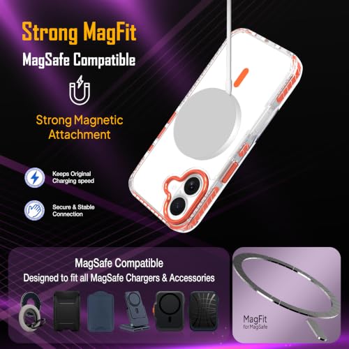 Image of Zapcase Crystal Clear Back case for iPhone 17 | Hard PC Back | TPU Bumper with Inner Rubber Grip | Metal Camera Guard Bezel | Metal Buttons | Scratch Resistant Cover | 2 Layer Edge Protection | Orange