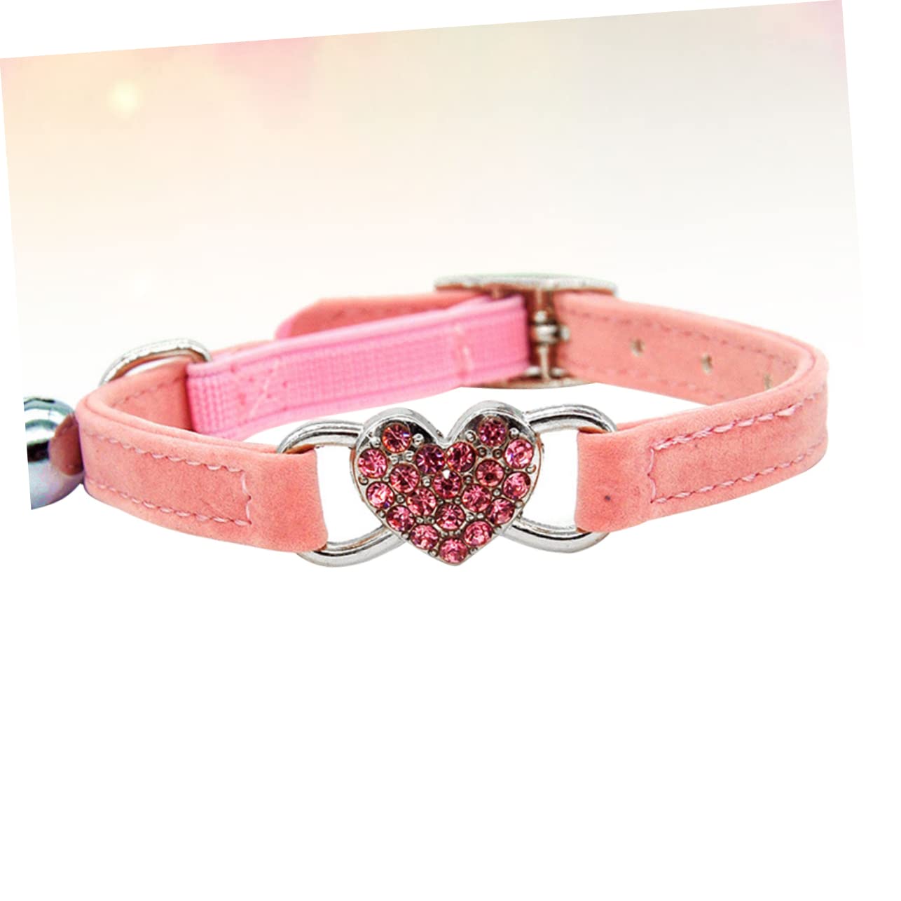 Toddmomy 2pièces Collier Réglable pour Chat Forme De Cœur avec Décor Rhinestones Et Clochette Accessoire Élégant pour Chats Et Chatons Rose