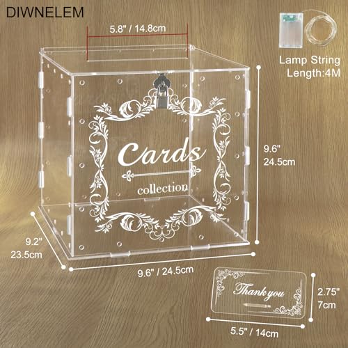 image for DIWNELEM Acrylic Wedding Card Box with Lock Clear Large Letter Envelop