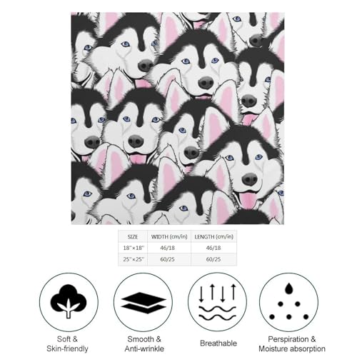 Siberian Husky Dog Funny Square Bandana Fashion Head Scarf For Women's Hair Soft Wrap Neck Scarves2