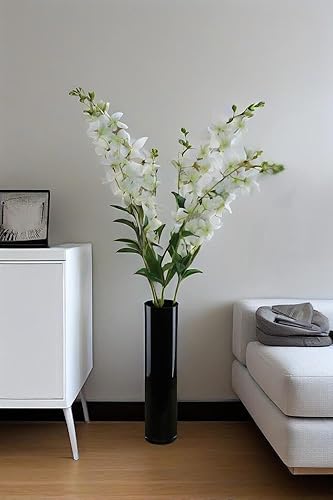 Miniatura 3 de CYS Excel Jarrón cilíndrico de vidrio negro (Altura 16 pulgadas de diámetro 4 pulgadas)  Múltiples opciones de tamaño para centros de mesa de boda