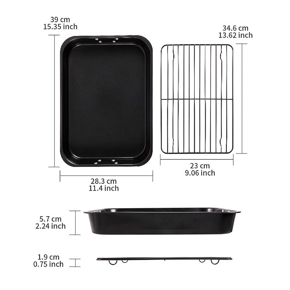Bandeja Para Hornear Horno Antiadherente De 15 Pulgadas Con Rejilla De Enfriamiento Para Hornear Pan De Pastel, Sartén Para Asar De Acero Al Carbono Profesional Con Rejilla Antiadherente