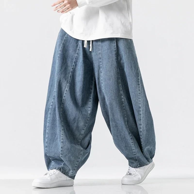 Men Casual Pants Japanese Styles Jeans Loose Mens Hip Hop Lantern Pants Streetwear Male Denim Wide Leg Trousers2