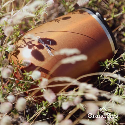 Grandties Insulated Coffee Mug With Handle - Sliding Lid For Splash-Proof 16 Oz Wine Glass Shape Thermos Tumbler With Double Walled Vacuum Stainless Steel Keeps Beverages Hot Or Cold - Cognac Metallic #TOP5