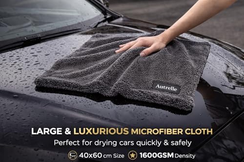 Image of 1600 GSM Microfiber Cloth for Car Cleaning 60x40 cm (1 Pc) Grey | Super Absorbent Drying & Detailing Towel for Car, Scratch-Free