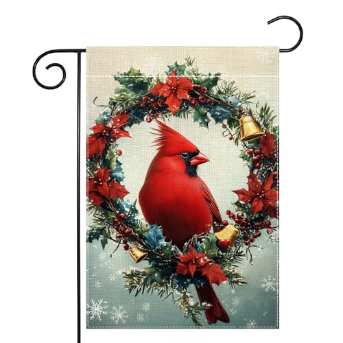 Drapeau de jardin oiseau rouge déco extérieure polyester 30x45cm