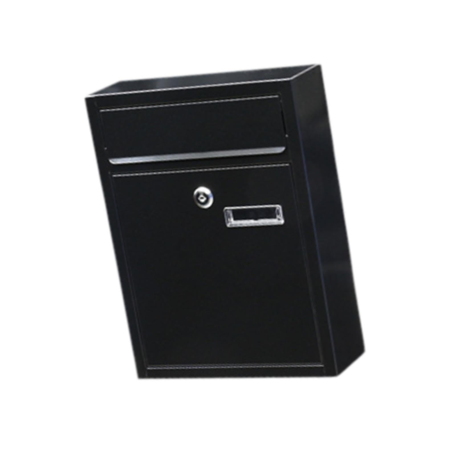 TWISAXC Contemporary Metal Drop Postbox For Wall Mount Business Wall Mount Mailbox Mail Box Letter Magazines Post Bulk Mail, Black, 9.45x3.15x12.60 inch
