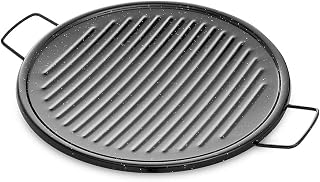 La Valenciana 46 cm de acero esmaltado plancha Pan con 2 manijas, Negro
