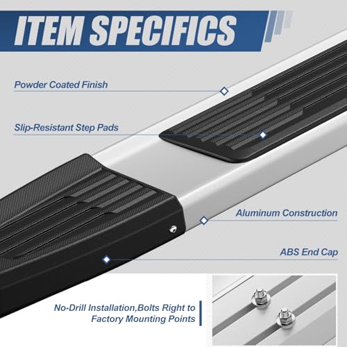 Estribos de aluminio para Silverado Sierra 2019-2025, color plata miniatura 2
