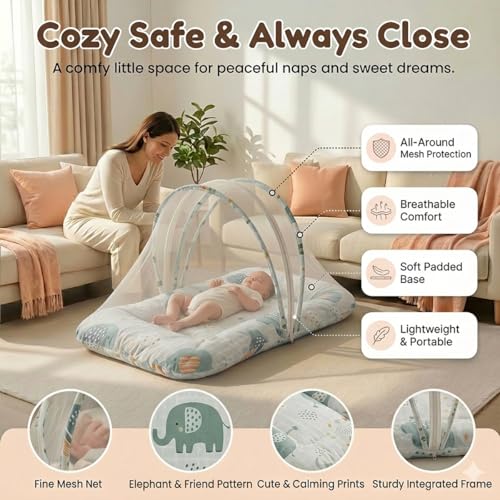 Image of StarAndDaisy 3 in 1 Baby Mosquito net for Sleeping, Mosquito net for Newborn Baby with Washable Design, Soft and Comfortable Bed.