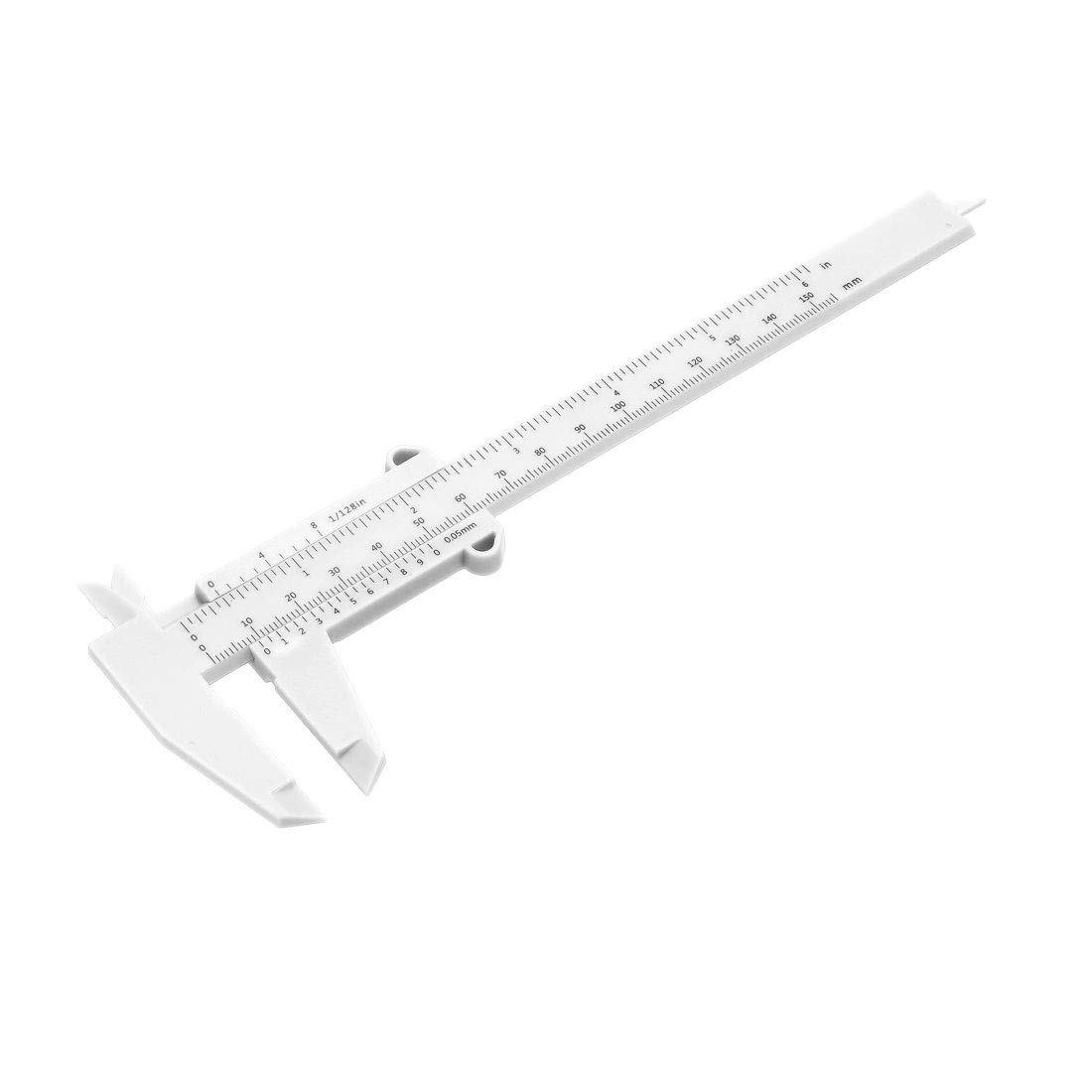 sourcing map Vernier Caliper 150mm 6 Inch Metric Plastic Measuring Tool for Precision Measurements Outside Inside Depth White