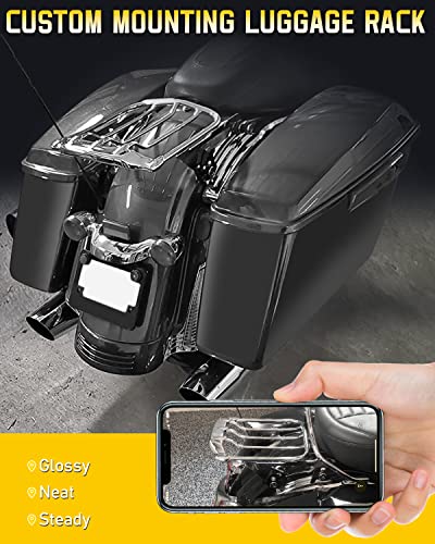 Anonemoto Two Up Air Wing Luggage Rack Detachable Mounting Rack Compatible For Harley Davidson Touring 2009-2023 Street Glide Electra Glide Road Glide Road King Chrome #TOP1