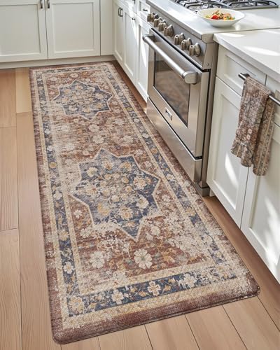 DEXI Kitchen Floor Mats Anti Fatigue, 17x59 Cushioned Vintage Runner