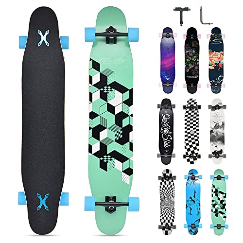 Opurtdor Longboard 118CM Profi Skateboard Komplettes Cruiser Trick 8 Etagen...