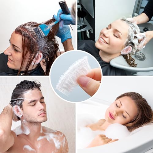 100 Stück Einweg Ohrenschützer für die Dusche - Klare Dusche Ohr Abdeckung, Wasserdichte Ohrabdeckung für Dusche, Baden, Spa, Zuhause, Hotel, Friseursalon, Haarfärbung