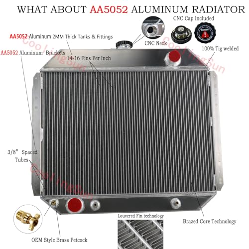 COOLINGBEST 3 Row Aluminum Radiator for 1966-1979 Ford Bronco F100 F150 F250 F350 F500 2.8L 3.3L 3.9L 4.7L 4.9L 7.5L I6 V8 GAS Engine Radiators by COOLINGBEST - Used condition - Image 2