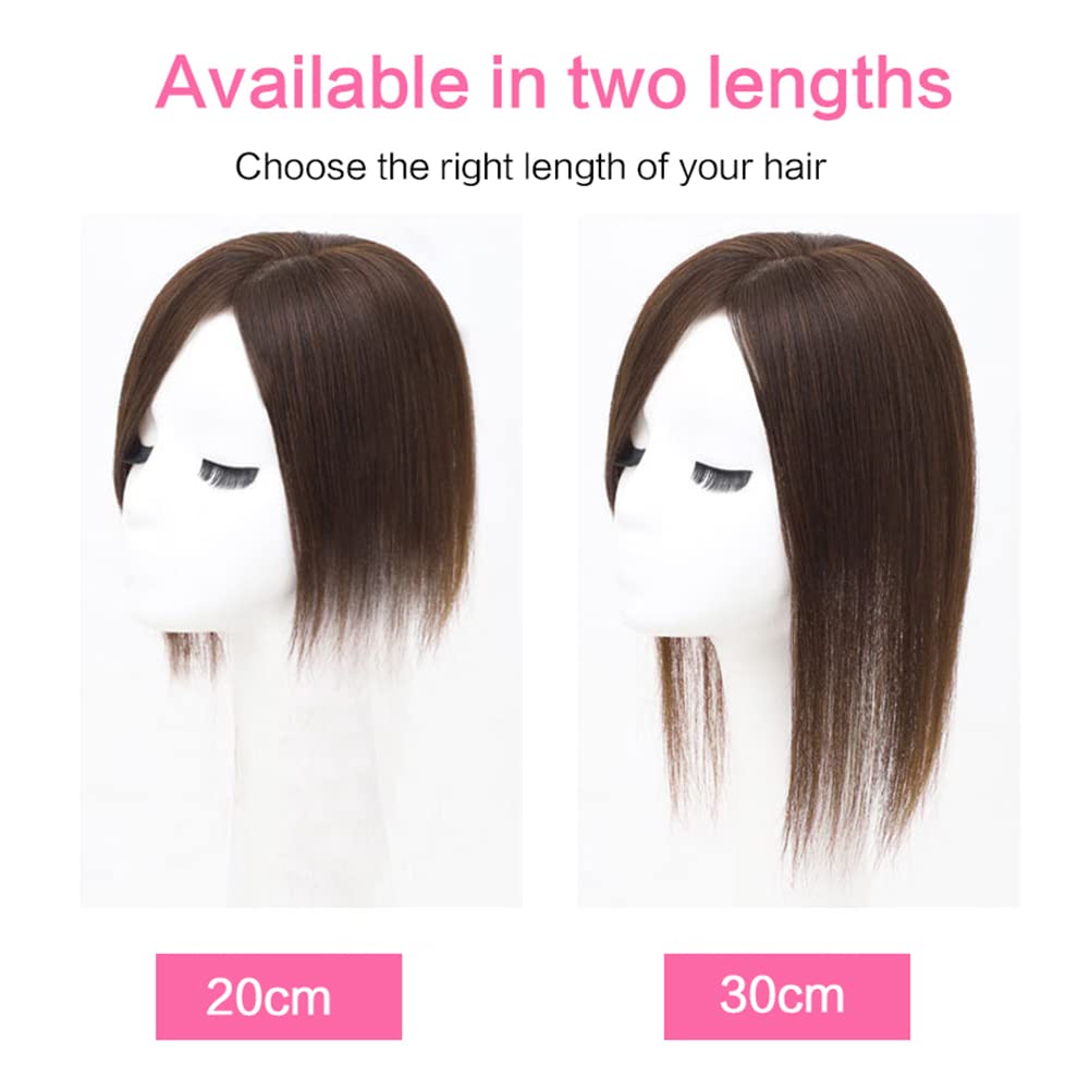 RemeeHi Crown Hair Toppers Clip on Top Hair Piece Human Hair Topper Hair Coverings for Women Left 30cm Chestnut brown - Image 4