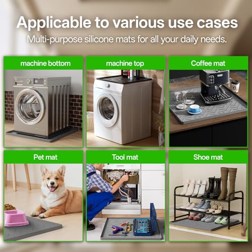 Image of Washing Machine Drain Pan Silicone mat - 26.5x26.5 Inch Non-Slip Waterproof Washer Drip Tray, Anti-Vibration Soft Mat for Under Dryer or Washer, Floor Leak Protector for Laundry Room