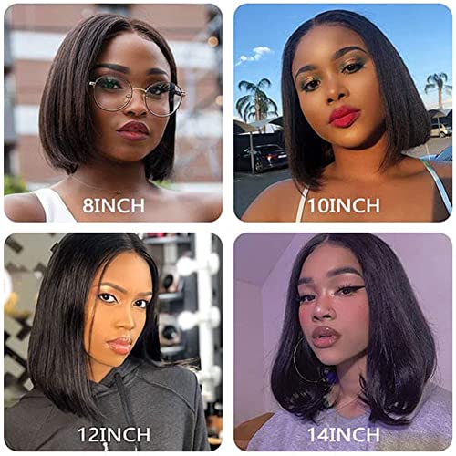 Fynokeh Bob Wig Human Hair 13X4 Hd Lace Front Wigs Human Hair Pre Plucked With Baby Hair Straight Short Bob Wigs For Black Women Straight Bob Frontal Wigs Human Hair Natural Black (10 Inch) #TOP7