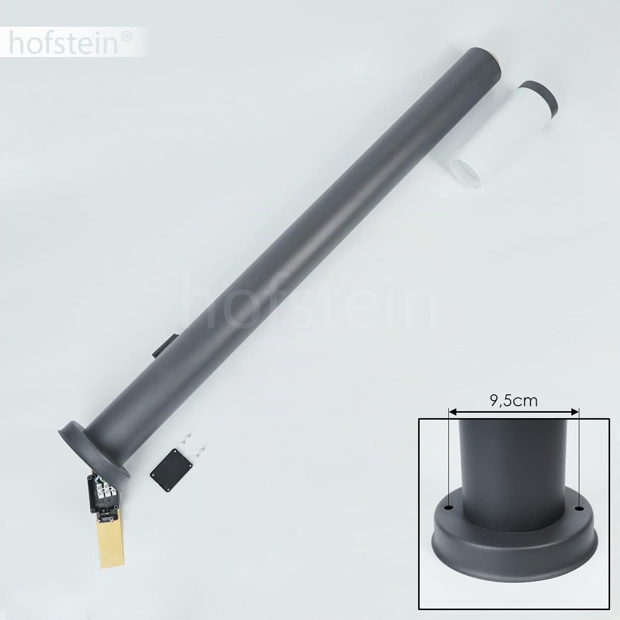 Lampe extérieur Sessa, lampe de socle moderne avec prise de courant en métal/plastique en anthracite/blanc, lampe d'allée 110 cm, lampe de jardin, E27, sans ampoules, IP44, ampoule(s) non incluse
