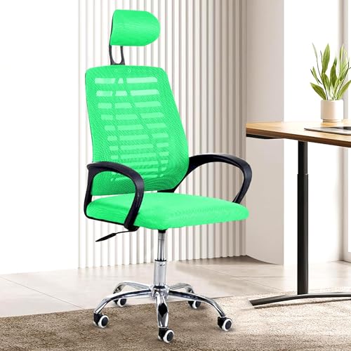 Image of Casa Copenhagen,Mesh Office Desk Chair,Rocking Chairs Ergonomic Computer Chair Adjustable High with Headrest and Comfortable Armrest Swivel Chair - Green & Black Handle