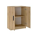 amuéblate online - Armario Mueble de Cocina Bajo de Dos Puertas Alaska, Práctico y Funcional, Color Roble Miel, 60 cm (Ancho) x 80 cm (Alto) x 34 cm (Fondo)