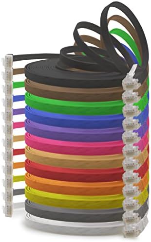 0,25 m - 12 kolorów - 12 sztuk - Cat.6 płaski kabel sieciowy Cat6 płaski kabel Ultra płaski Cat.6 kabel krosowy 1000 Mbit/s Gigabit LAN (RJ45) płaski Slim Micro