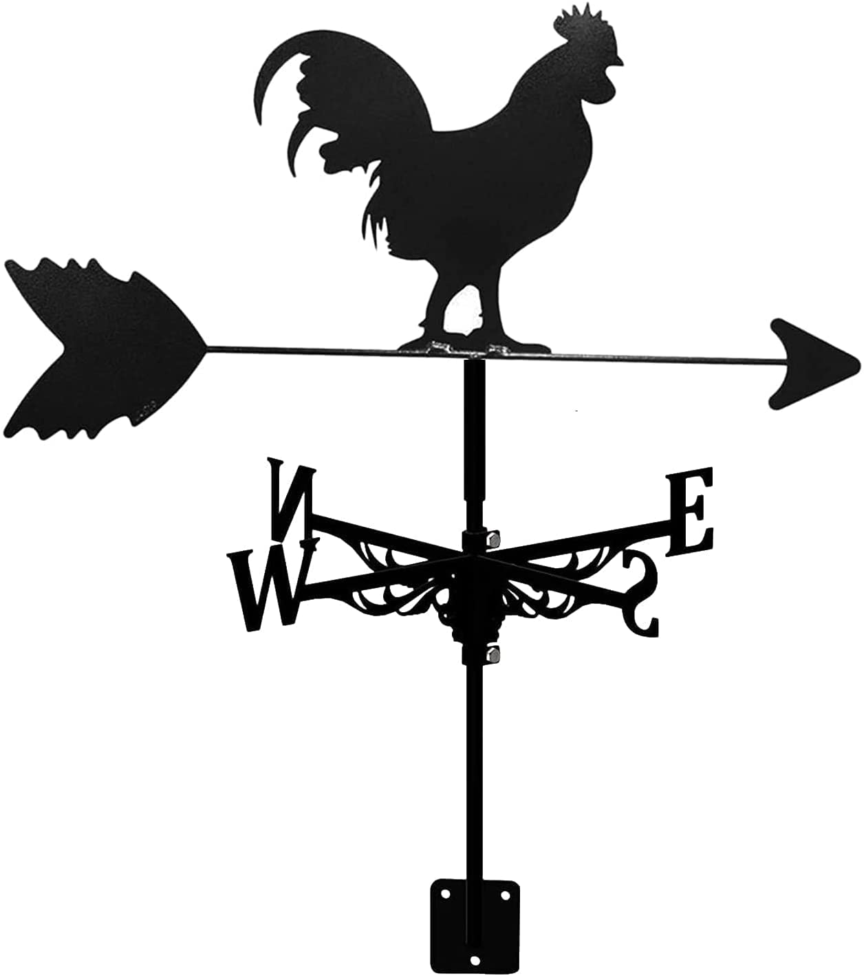 WIQUYBML wind vane Rooster Cockerel Stainless Steel Wind Direction Indicator Vane Measuring Tools Garden Pole Weather Suitable for Outdoor Metal Products,A (B normal)