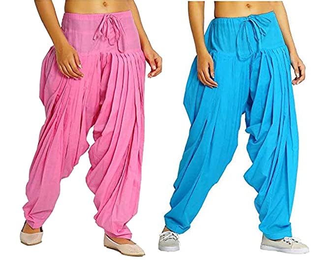 abrav Women's Plain Cotton Patiala Salwar, Combo of 2, Traditional Style, Free Size, Pleated Design | Patiyala | Patiala-picture-23