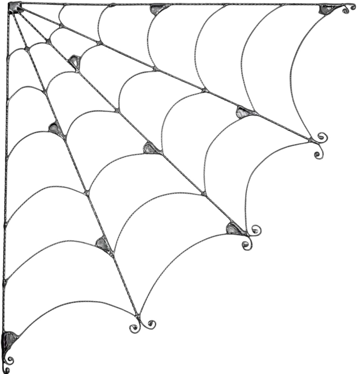 Handmade Stained Glass Сorner Spiderweb Sun Catcher for Halloween, Gothic Window Decor with Rainbow Glass Droplets, 12x12 Inch Home Hanging Art