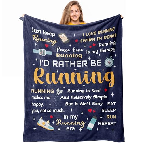 Loxezom Running Gifts for Women/Men, Marathon Gifts for Runners, Running Accessories for Women, Cross Country/Marathon Presents, Track and Field Gift Blanket 50
