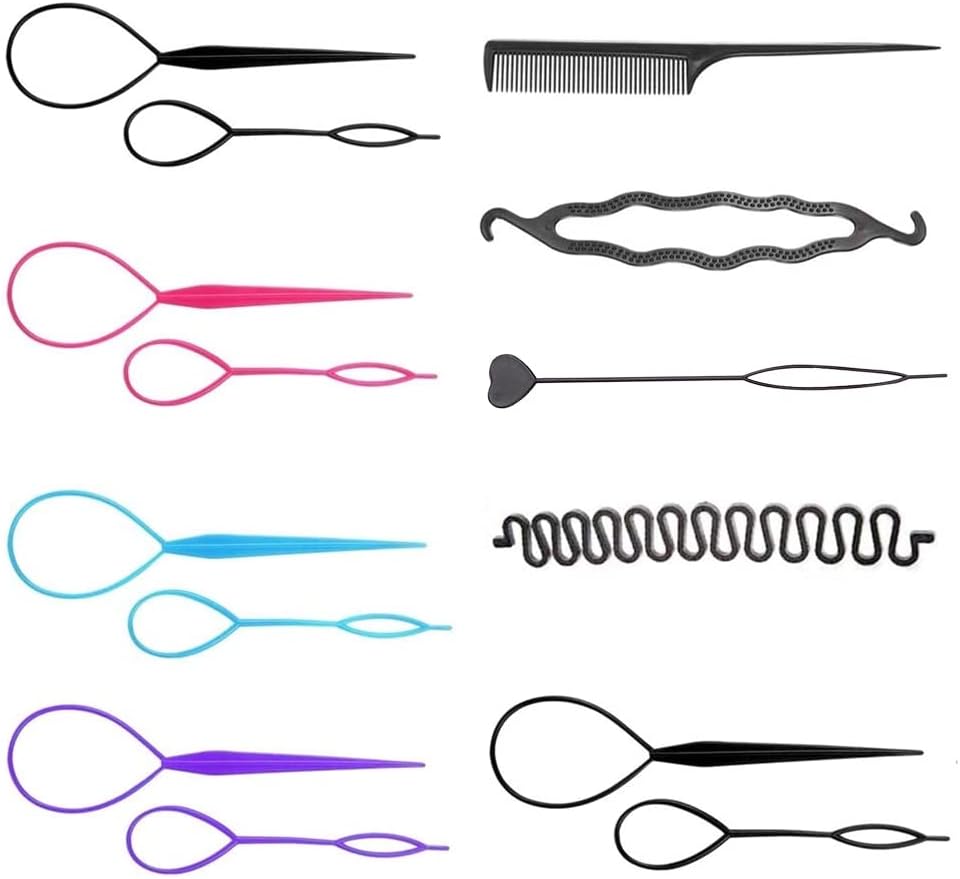 YANCAIYUNL 14 Pcs Topsy Tail Hair Tools Simple Fast Hair Braiding Tools French Hair Styling Tools for Women and Girls Fixing and Decorating Hairstyles