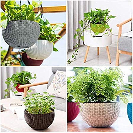 AASHU self Watering Hanging Planters Hanging pots for Plant Balcony with Chain (Size-10 inch, Color- Dark Brown,self Watering) Pack of 2