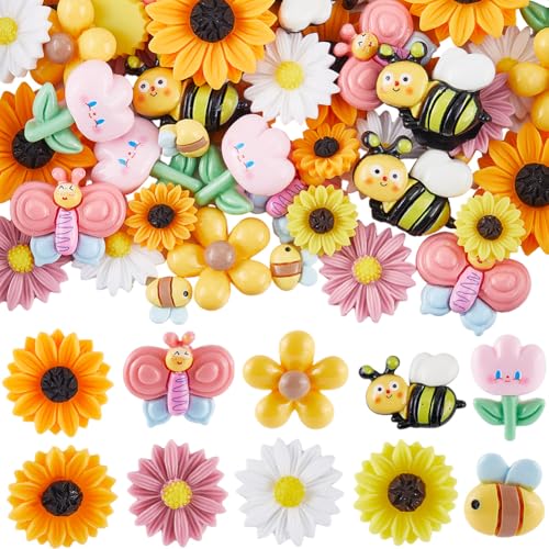 Cabujones de mariposa y girasoles para decorar albumes de recortes en casa