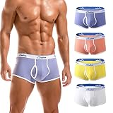 HOOFESAN Mens Trunk Underwear With Fly Low Rise Boxer Briefs for Men Comfort Moisture-Wicking fly Po