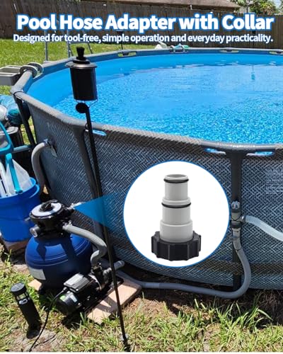 2 Pack Pool Hose Adapter A with Collar for Intex, Converts 1.5 to 1.25 Inch Hoses for Threaded Connection Pumps, Universal Replacement Adapter Set for Above Ground Pools (2, 2 * 4.28)