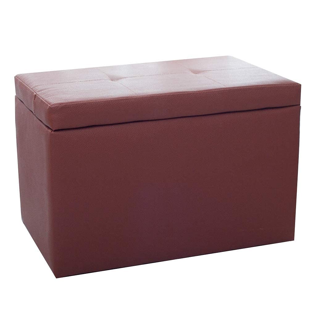 Ottoman de rangement en PU marron pour organiser votre salon