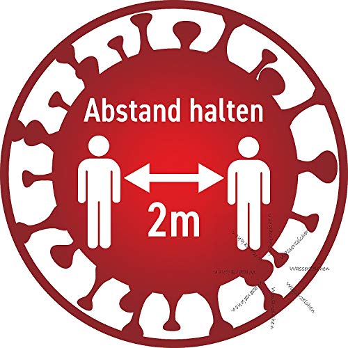 Preisvergleich Produktbild Sticker-Designs 10cm! Klebe-Folie Wetterfest Made-IN-Germany: 2m-Abstand halten-Corona-Virus C132 UV&Waschanlagenfest Auto-Aufkleber Profi-Qualität!