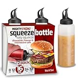Condiment Squeeze Bottles for Sauces and Liquids β 16 oz Plastic Refillable Squirt Bottles for Ketchup, Oils, and Condiments β Multipurpose Condiment Containers for Kitchen, BBQ & Cooking - 2 Pack