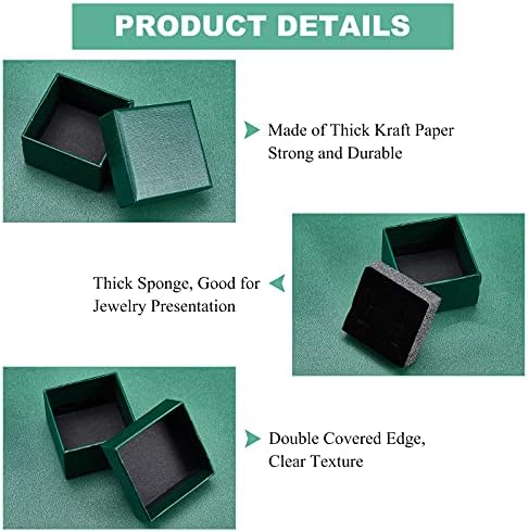 NBEADS 20 Pcs 5.2x5.2x3.2cm Cardboard Jewellery Boxes, Ring Gift Box Cardboard Display Boxes with Sponge Mat for Anniversaries Weddings Or Birthdays