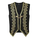 BPURB HERREN-WESTE, VIKTORIANISCHER ROKOKO-STIL, BESTICKT, PRINZ, COSPLAY, KOSTÜM, SMOKING, ANZUG, WESTE FÜR HOCHZEIT, ABSCHLUSSBALL, COCKTAIL, SCHWARZ, L