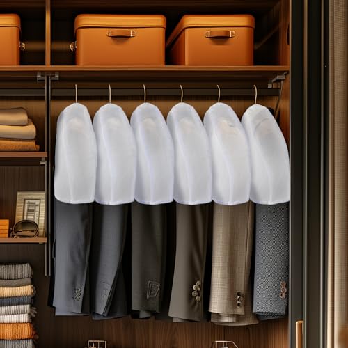 24PCS Garment Covers For Hanging Clothes, Shoulder Covers For Hanging Clothes, Dust Covers For Hanging Clothes, Suit Covers For Closet, Plastic Covers For Clothes, With 2\" Gusset, 24\'\'W X 12\"H X 2\'\'D - Thumbnail 5