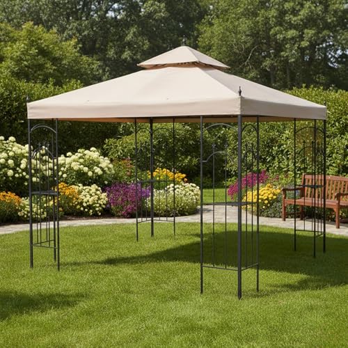 Garden Winds Reinforced RipLock 350 Replacement Canopy Top Cover Compatible with Arrow 10' x 10' Gazebo Models 61821, HD-61821, 618221, 618221-C, GGHL00019 - Beige by Garden Winds - Image 2