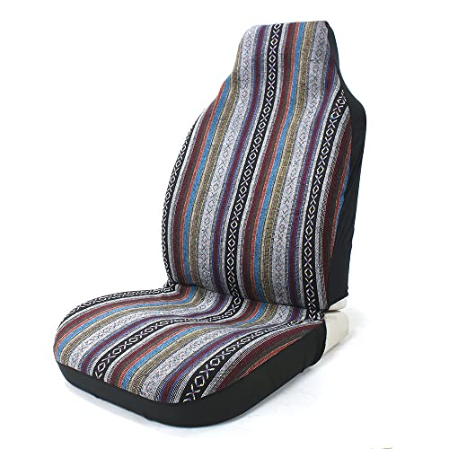 10pc Stripe Multi-Color Seat Cover Baja Saddle Blanket Weave Universal Bucket Seat Cover Fit for Cars & Vans with Steering Wheel Cover - Thumbnail 2