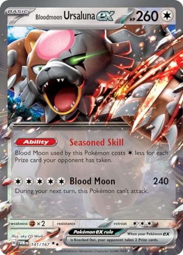 Pokemon – Bloodmoon Ursaluna ex 141/167- Twilight Masquerade – Single Card - Holofoil