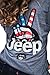 Jeep Ladies Wave USA V-Neck T-Shirt (Heather Grey, Medium)