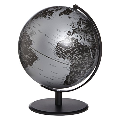 emform Tafelwereldbol Pluto mat zilver, aluminium en kunststof, 250 x 300 mm