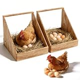 Hühnernistkästen zur Wandmontage, 2er-Pack Hühnerstallzubehör aus Holz für Geflügel zum Eierlegen, 35.3 x 35.3 x 34.2cm große Legenest Hühnerneste für Hühner